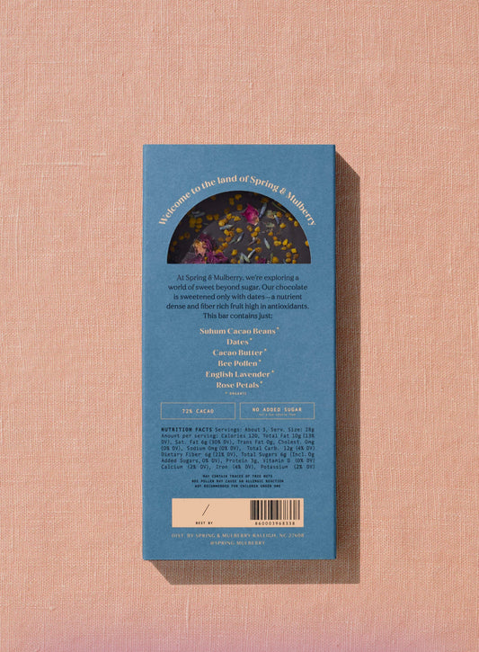 Spring & Mulberry - Lavender, Bee Pollen, Rose Petal Date-Sweetened Chocolate